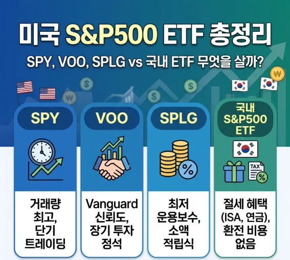 S&P500 ETF 비교 2026: SPY, VOO, SPLG vs 국내 ETF 선택 가이드