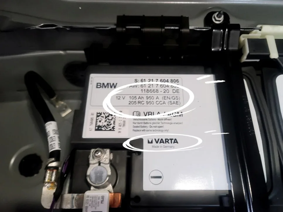 BMW 520D G30 배터리 교체: 바르타 AGM 105 규격 및 진단 2026 2