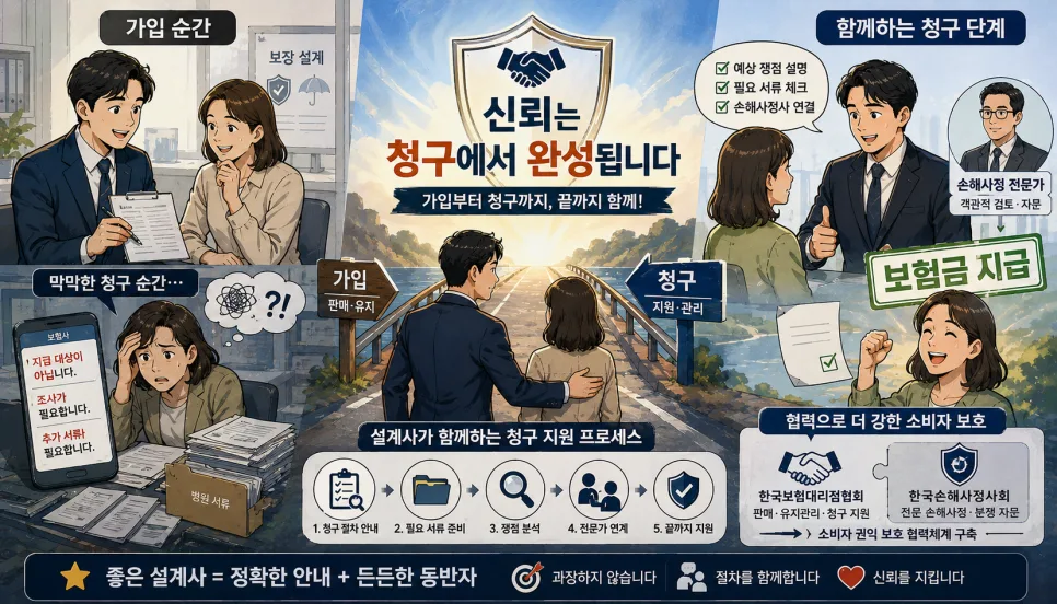 보험 설계사 신뢰도 2026: 보험금 청구 지원으로 결정된다 2