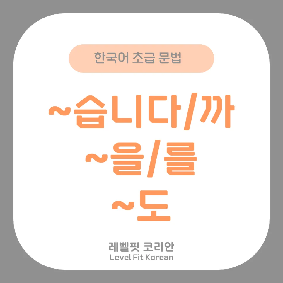 한국어 문법 마스터: ~습니다/습니까, ~을/를, ~도 완벽 정리 2026