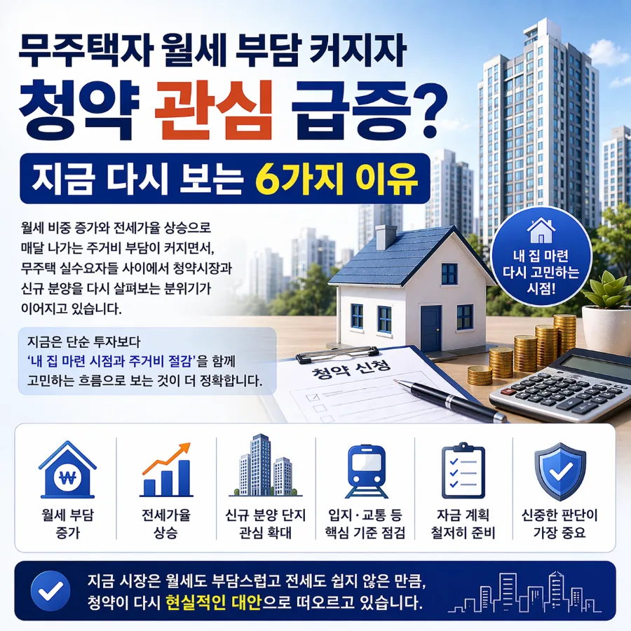 2026년 무주택자 월세 부담 줄이는 청약 전략