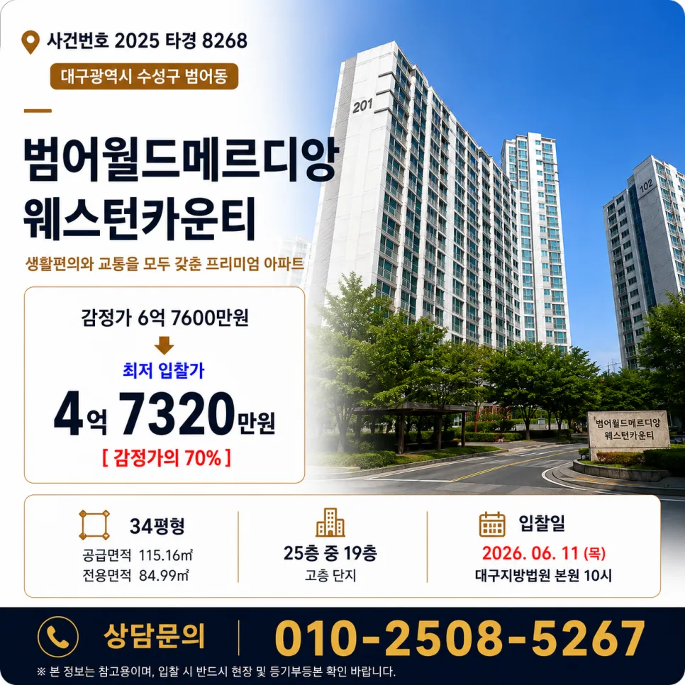 대구 수성구 월드메르디앙 2차 경매, 2026년 6월 9일 최저가 4.7억 분석 — 비즈니스·경제 — on1200on 1