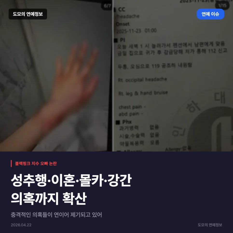 블랙핑크 지수 오빠, 성추행·강간 의혹 진실은? 2026년 총정리 — 사회·시사 — ehdgh894