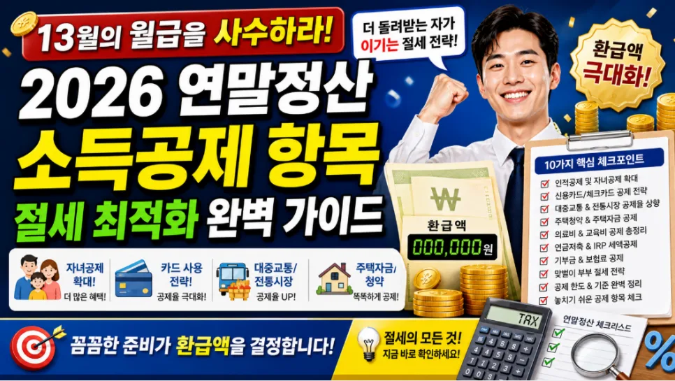 2026 연말정산 소득공제, 10가지 항목으로 환급액 최대화하는 법