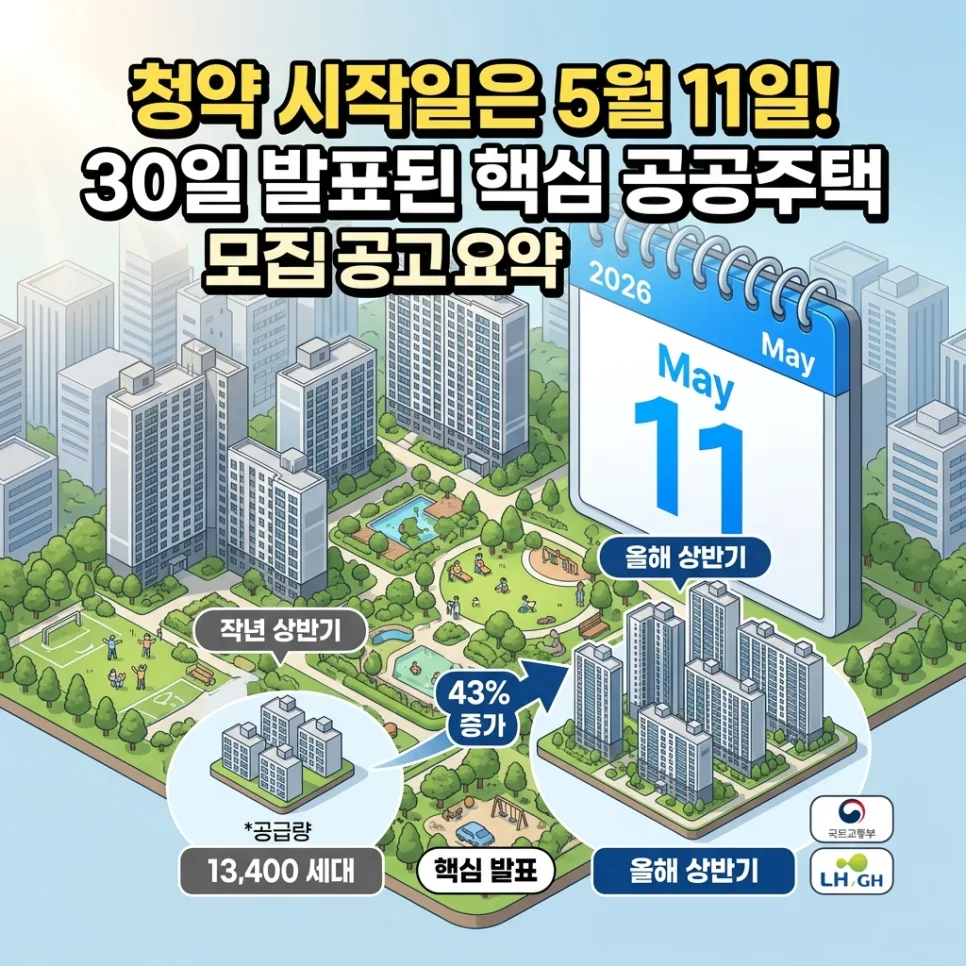 2026년 공공주택 청약, 5월 11일 시작! 핵심 정보 총정리