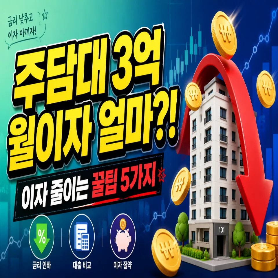 아파트 주담대 3억 월이자 계산 및 절감법 2026년 총정리