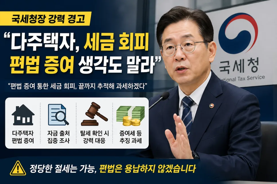 다주택자 편법 증여 2026년 국세청 집중 점검 대상은?