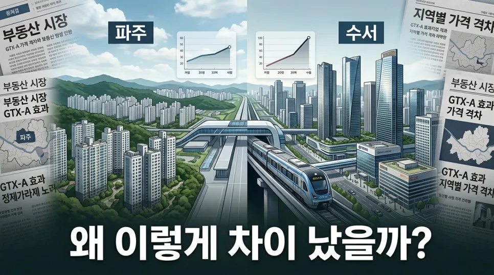 GTX-A 노선별 아파트 시세 차이 2026: 파주 3천만원 vs 수서 9억, 왜? 2