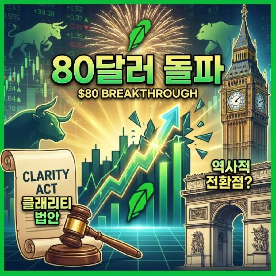 로빈후드 주가 80달러 돌파, 클래리티 법안이 쏘아 올린 2026년 전망
