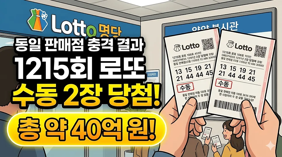로또 1등 2장 당첨, 동일 판매점서 나온 이유 3가지 (2026년) — 비즈니스·경제 — son9172