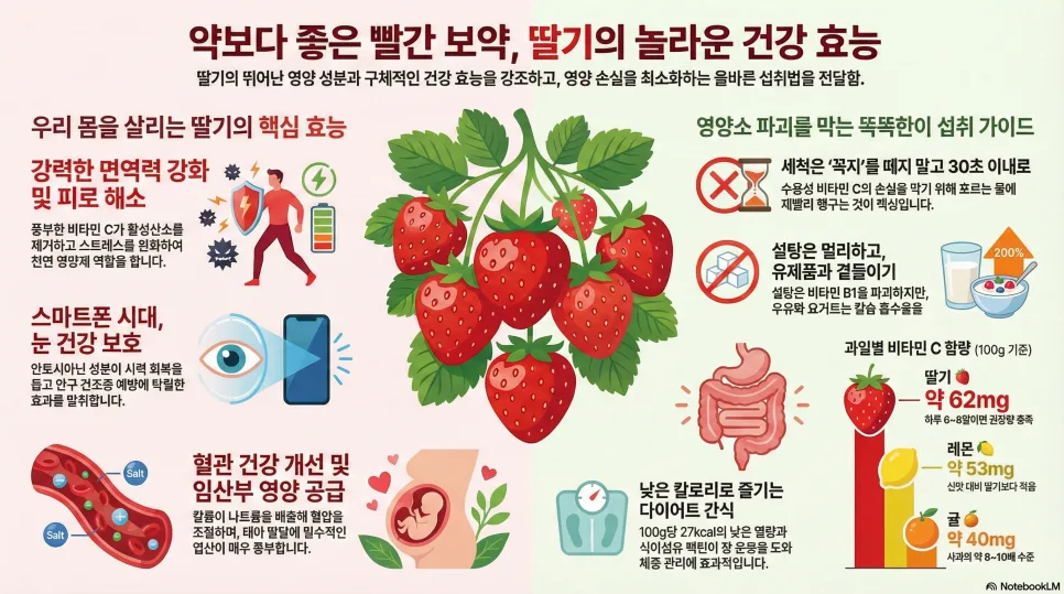 딸기 효능 2026: 면역력·피부 미용 효과와 섭취법 총정리 — 건강·의학 — damibini7