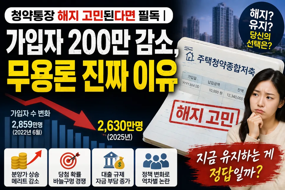 청약통장, 왜 해지할까? 2026년 가입자 2630만 명 전망