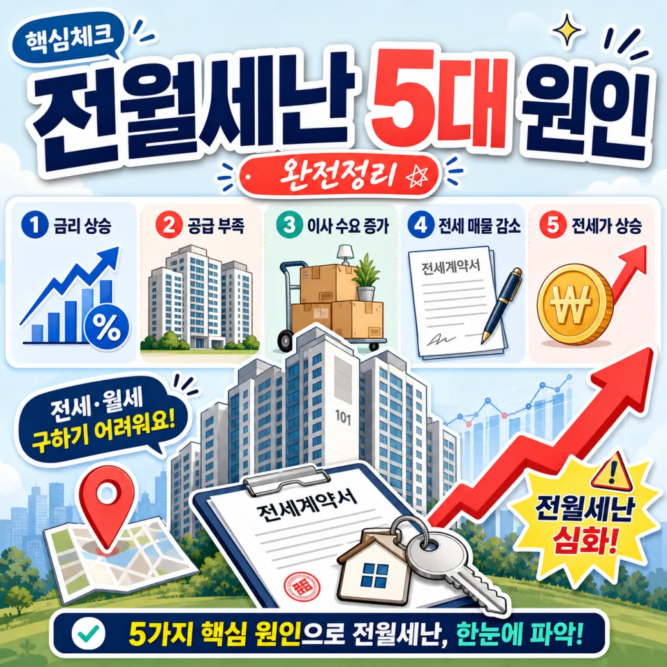 부동산 전월세난 5대 원인: 2026년 변화된 조건 총정리