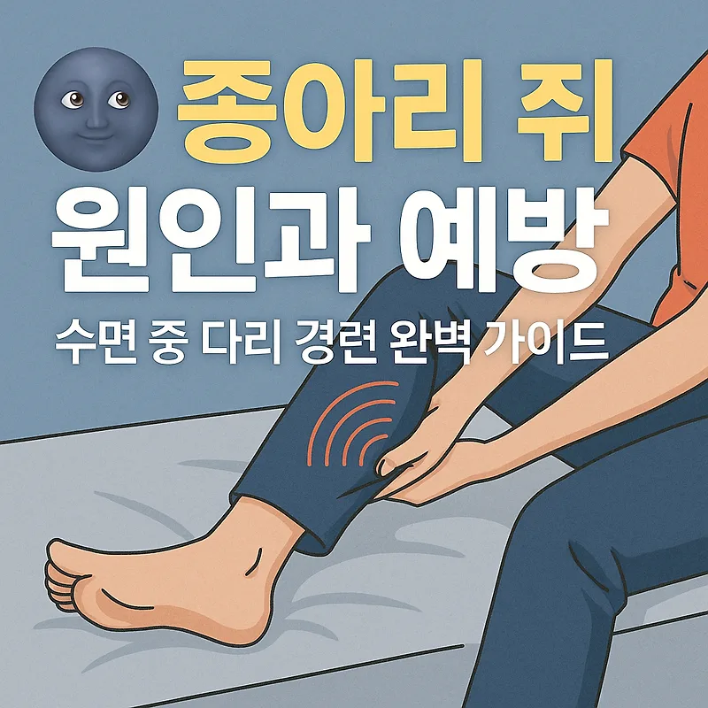 종아리 쥐 2026년, 수면 중 근육 경련 원인과 예방 총정리 — 건강·의학 — by 딴따라닭