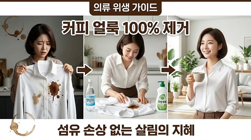 커피 얼룩 제거 2026: 탄산수·식초로 옷감 손상 없이 지우는 법 — K-뷰티·패션 — i0865