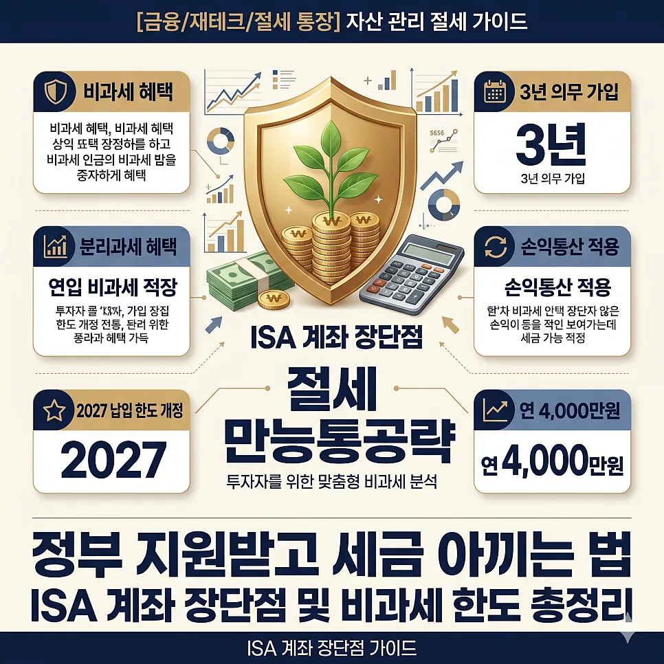 ISA 계좌 장단점 완벽 분석: 2026년 비과세 혜택과 가입 전략