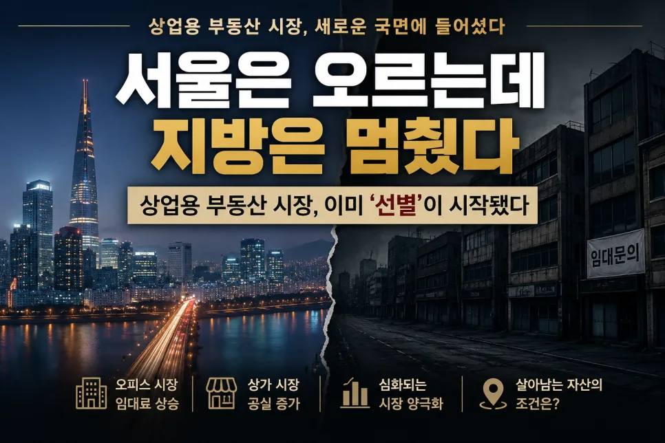 상업용 부동산 양극화 2026: 서울 vs 지방, 선별 시장 분석