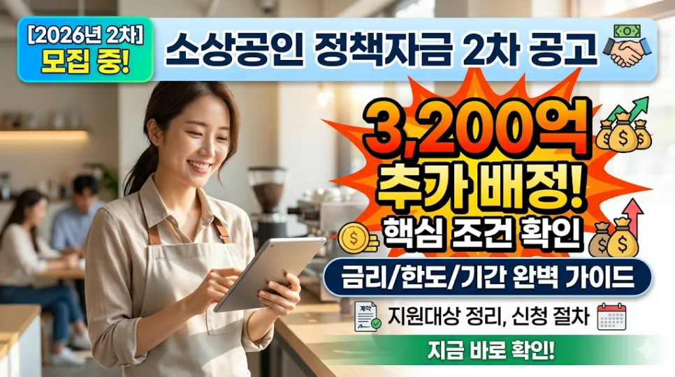2026년 소상공인 정책자금 2차, 신청 자격과 한도 총정리