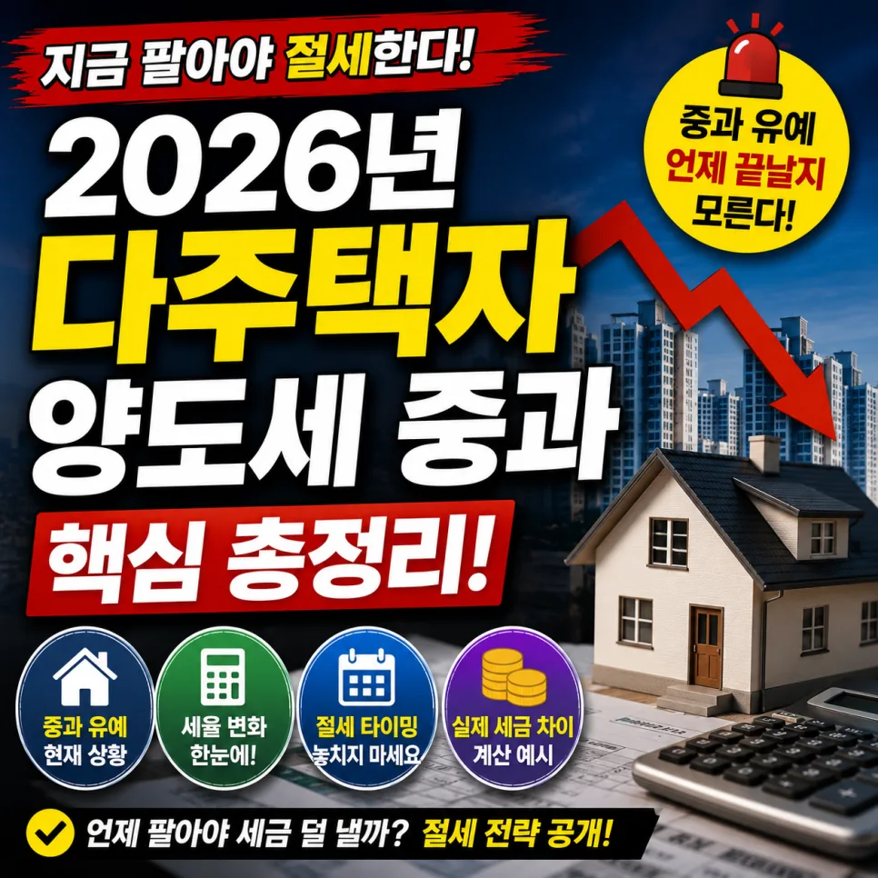 2026년 다주택자 양도세 중과 완화: 절세 타이밍과 전략 완벽 분석