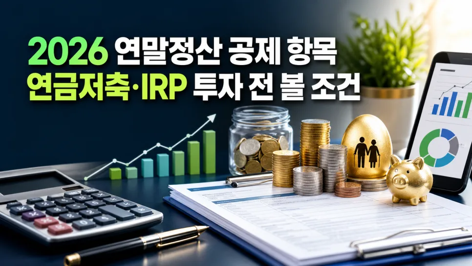2026 연말정산 공제, 연금저축·IRP 투자 전 꼭 알아야 할 조건은?