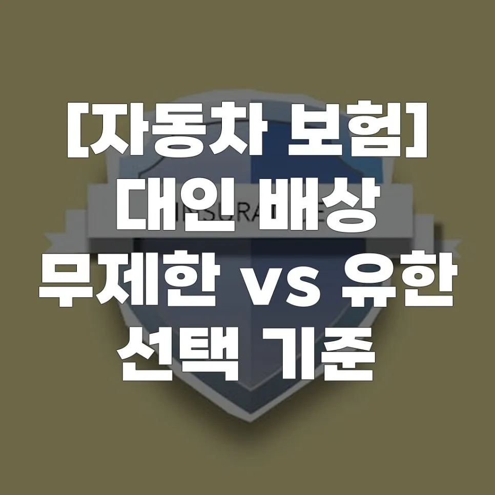 자동차 보험 대인 배상 2026: 무제한 vs 유한 선택 가이드