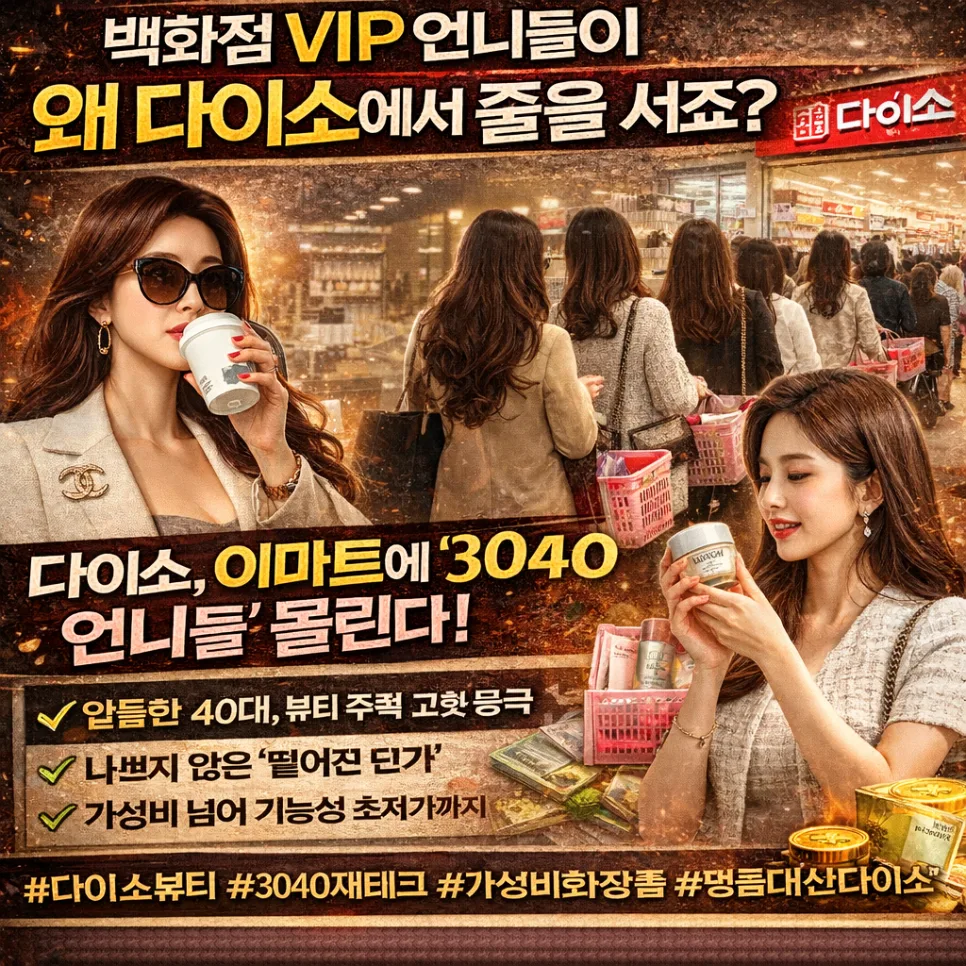 3040 뷰티 소비, 다이소로 몰리는 이유 2026년 총정리 — K-뷰티·패션 — designalbranding