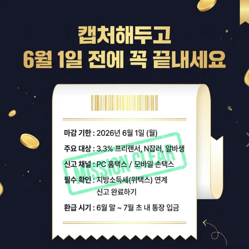 2026 종합소득세 신고, 환급받는 방법과 기간 완벽 정리