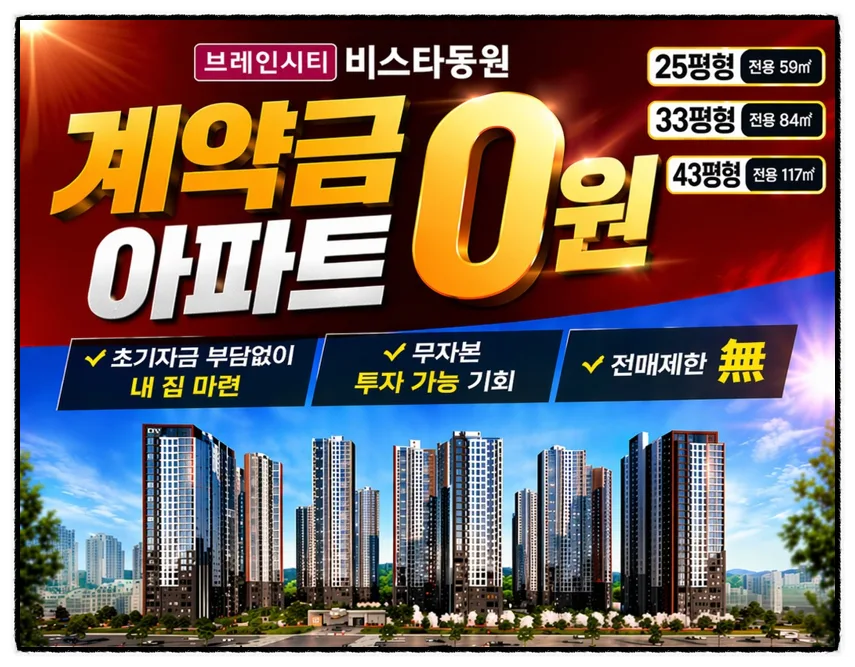 평택 브레인시티 비스타동원, 0원 계약 혜택 2026년 총정리 2