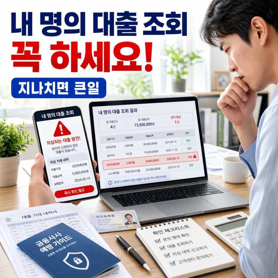 내 명의 대출 조회 2026: 숨은 대출 찾는 3가지 방법