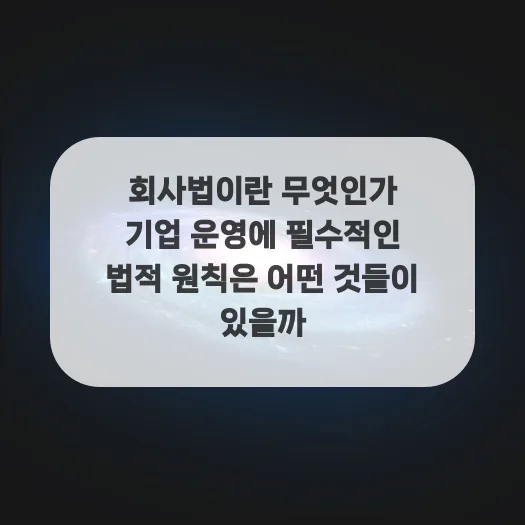 회사법 핵심 원칙 2026: 기업 운영 필수 법률 총정리 — 비즈니스·경제 — qkrrnekdld
