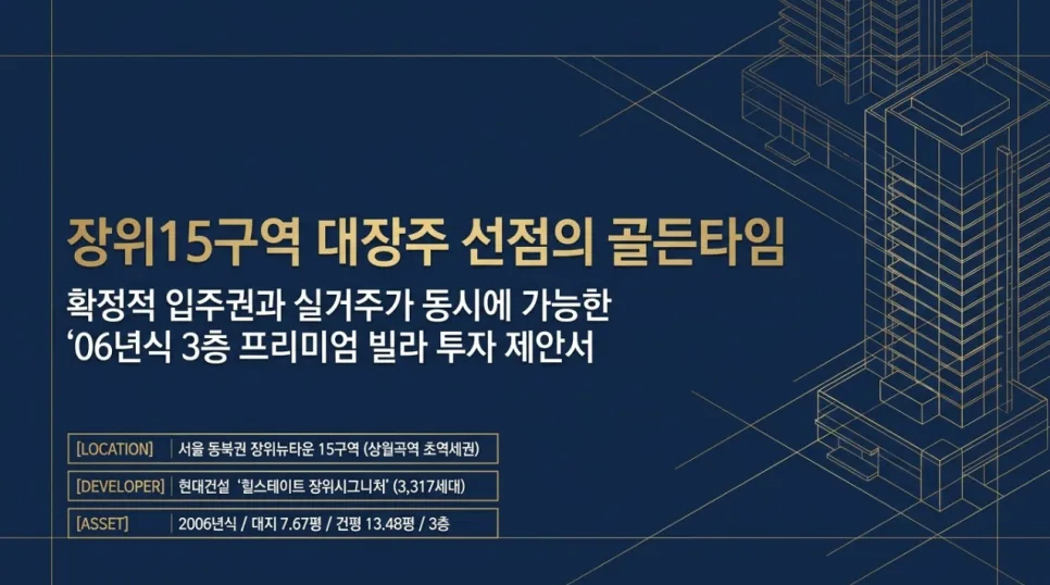 장위15구역 입주권 2026년 전망: 5.5억 실투자금 알짜 빌라 분석