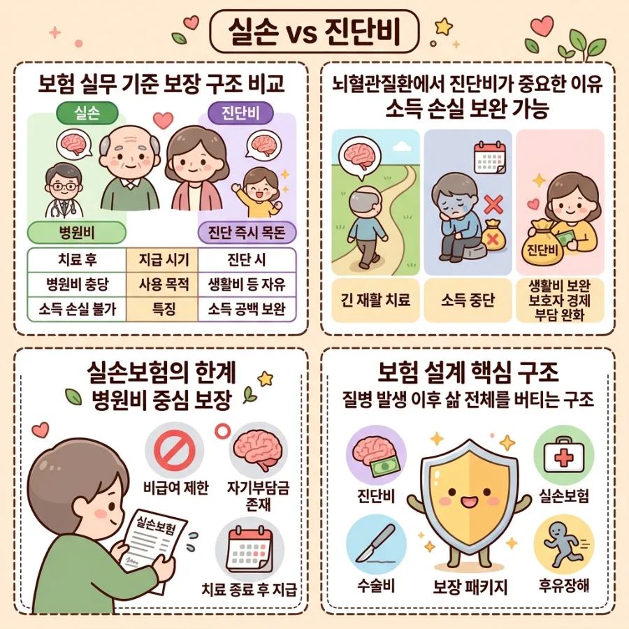뇌혈관질환 보험: 실손 vs 진단비, 2026년 핵심 차이점 완벽 비교
