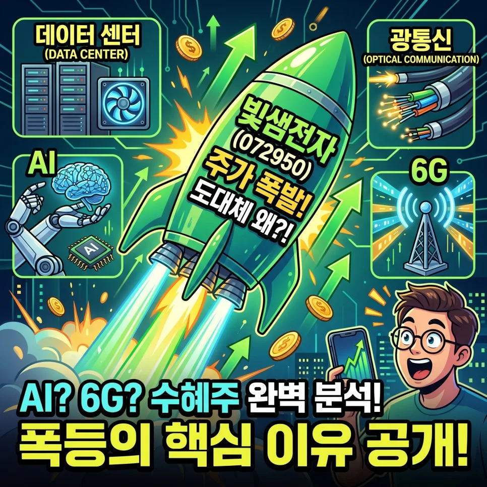 빛샘전자 주가 급등 원인 2026: AI 데이터센터·6G 수혜주 분석