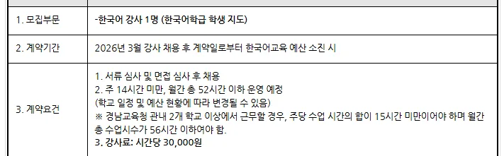 2026학년도 한국어 강사 채용: 백동초등학교 자격 요건 및 지원 방법 총정리
