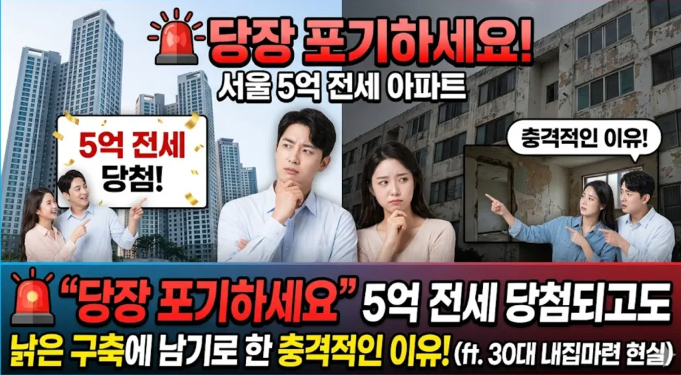 서울 5억 전세 vs 외곽 내 집 마련, 30대 부부의 현명한 선택 2026