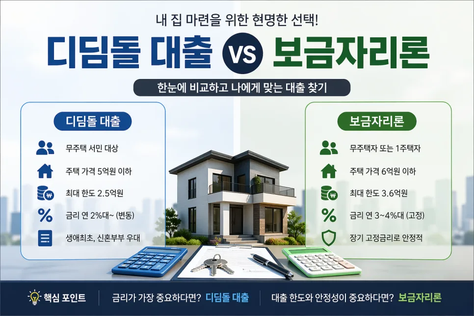 디딤돌 vs 보금자리론 2026: 내 집 마련 대출 비교 완벽 정리 2