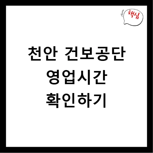 천안 국민건강보험공단 방문 전 필수 정보 2026