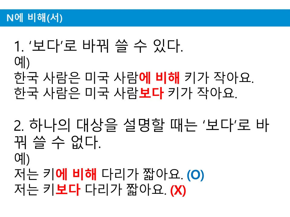 N에 비해(서) 문법, 2026년 완벽 이해를 위한 핵심 정리 3