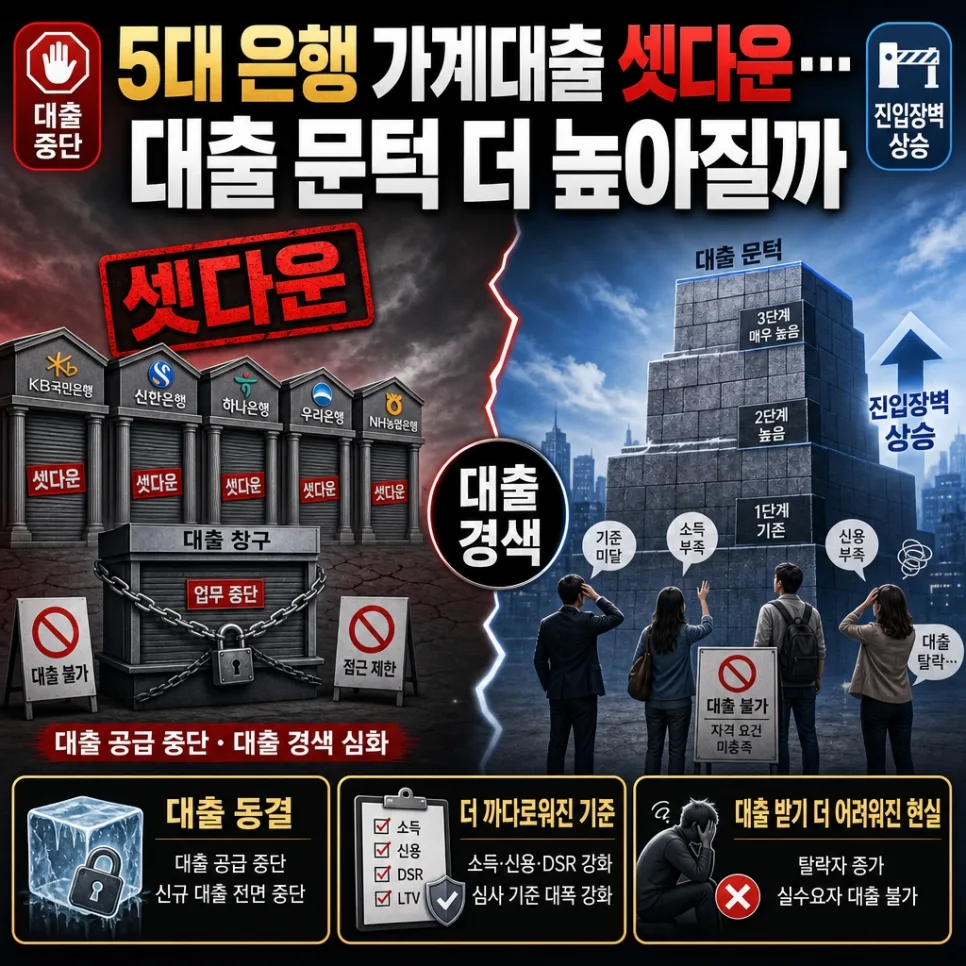 2026년 가계대출 문턱 상승? 5대 은행 셧다운 원인과 전망