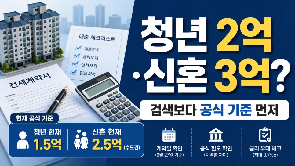 청년·신혼 버팀목 대출 한도 2026: 계약일 따라 2억 vs 1.5억 차이