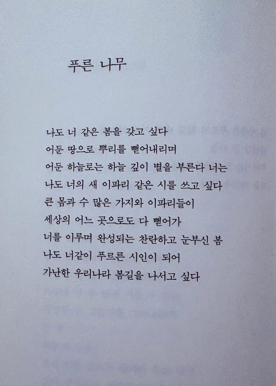 김용택 시인의 푸른 나무와 강 끝의 노래, 2026년 시 해석 2