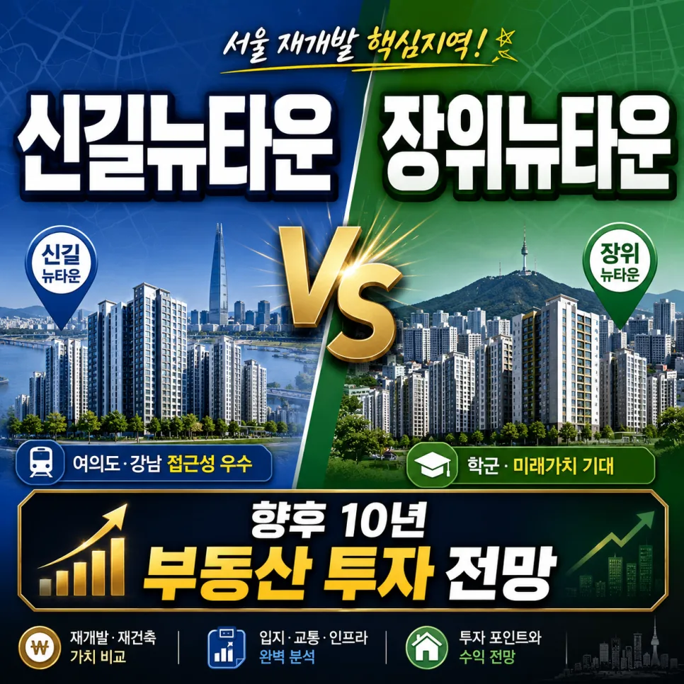 신길 vs 장위 뉴타운 2026년 부동산 투자 가치 비교 분석