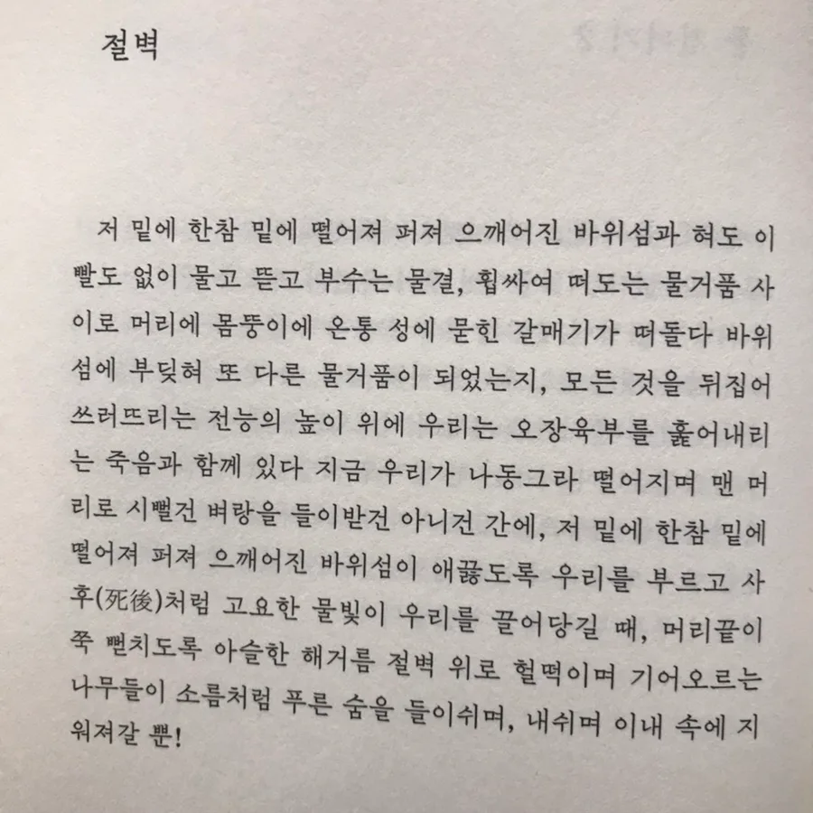 이성복 시 '절벽' 2026년, 인생의 고독과 죽음을 탐구하다 2