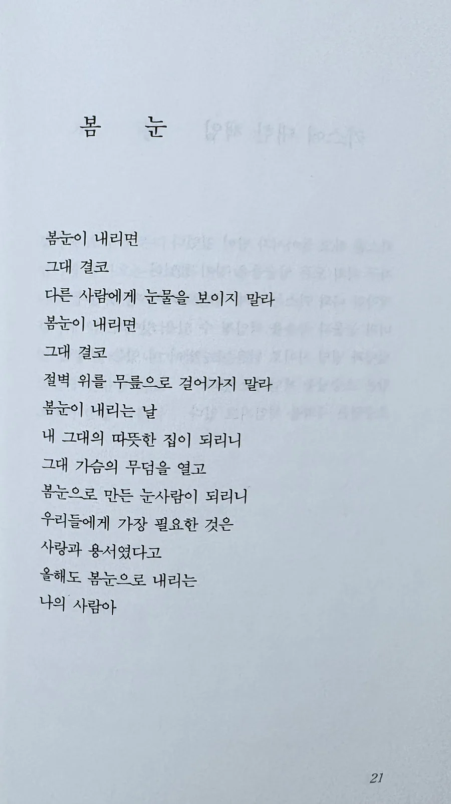 정호승 시 '봄눈'과 '갈대는 새벽에 울지 않는다' 2026년 해석 2