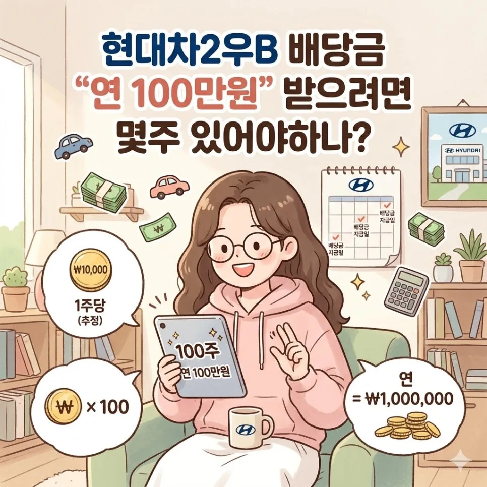 현대차2우B 연 100만원 배당, 몇 주 필요할까? (2026년 지급일 총정리)