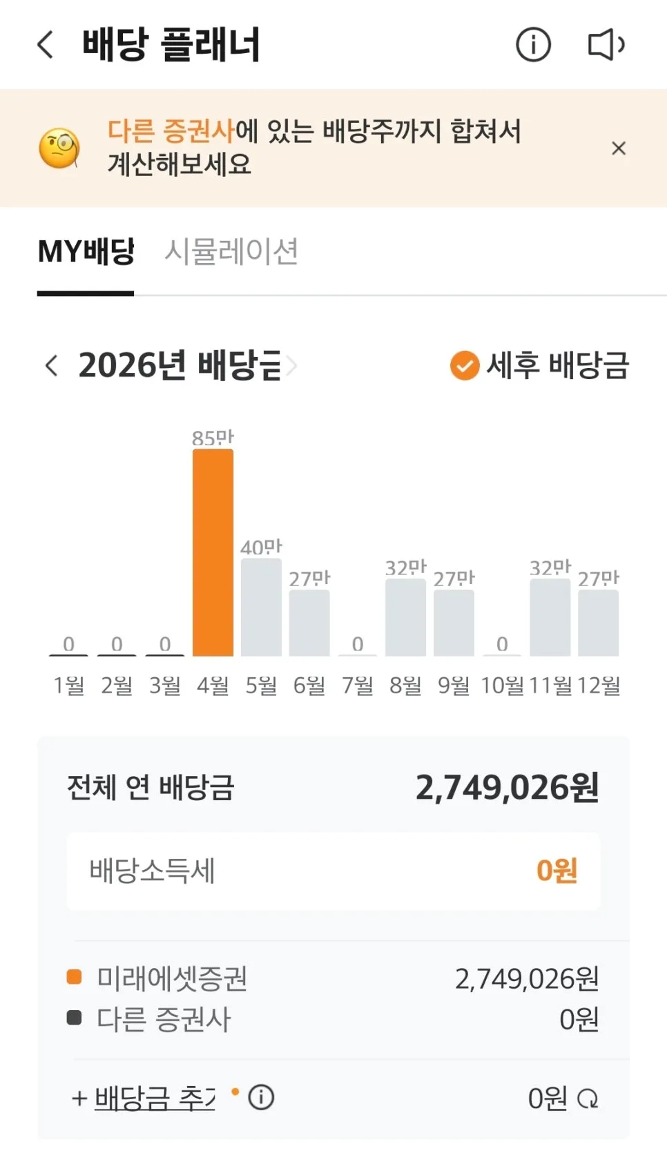 2026년 4월 배당금 총정리: 85만원 입금 내역과 투자 전략 2
