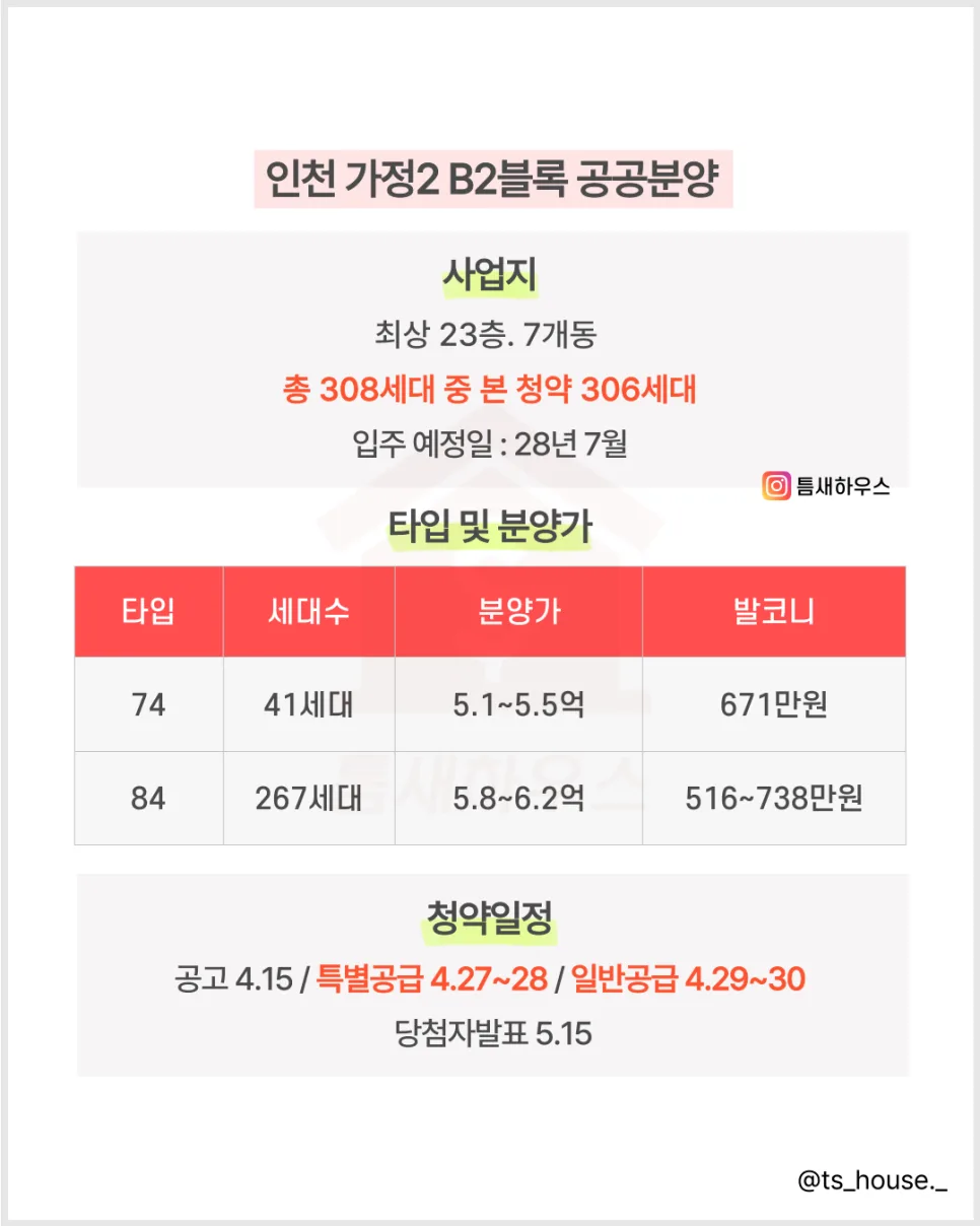 인천가정2 B2블록 공공분양 청약 조건 및 일정 완벽 분석 2026 2