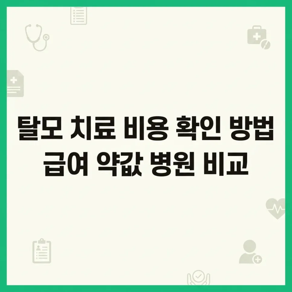탈모 치료 비용 2026년 급여/비급여 비교 및 병원 선택 가이드