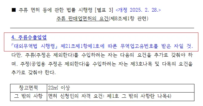 주류수출업 면허 발급 2026: 일반증류주·기타주류 수출 준비 2