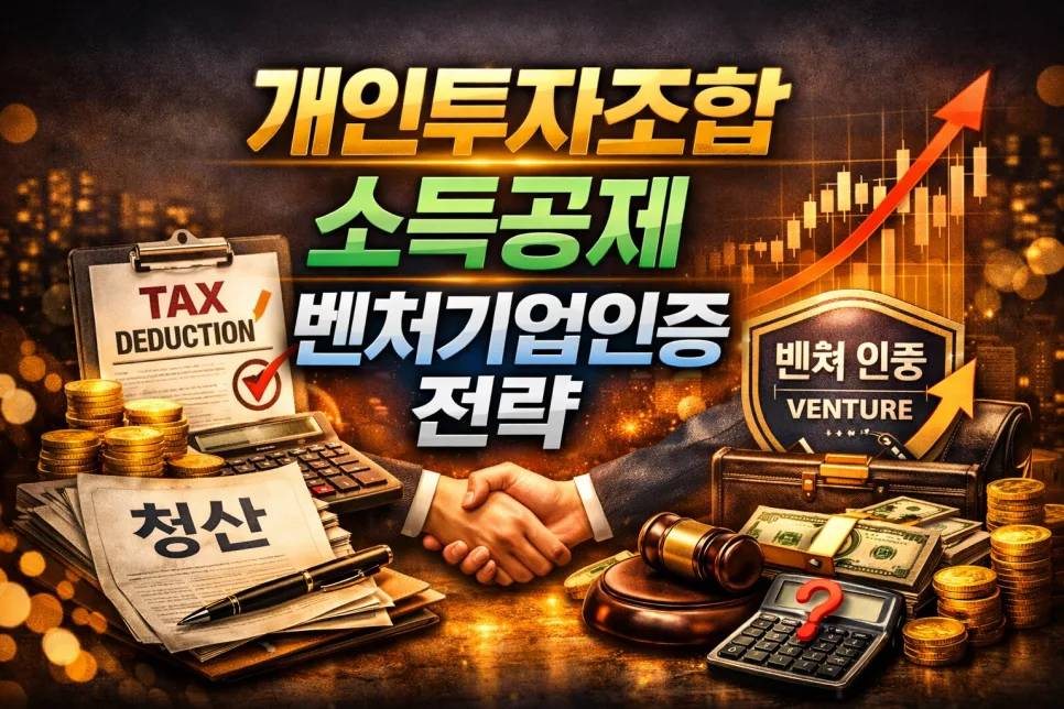 개인투자조합 2026: 소득공제와 벤처인증, 3% GP 출자 필수 체크